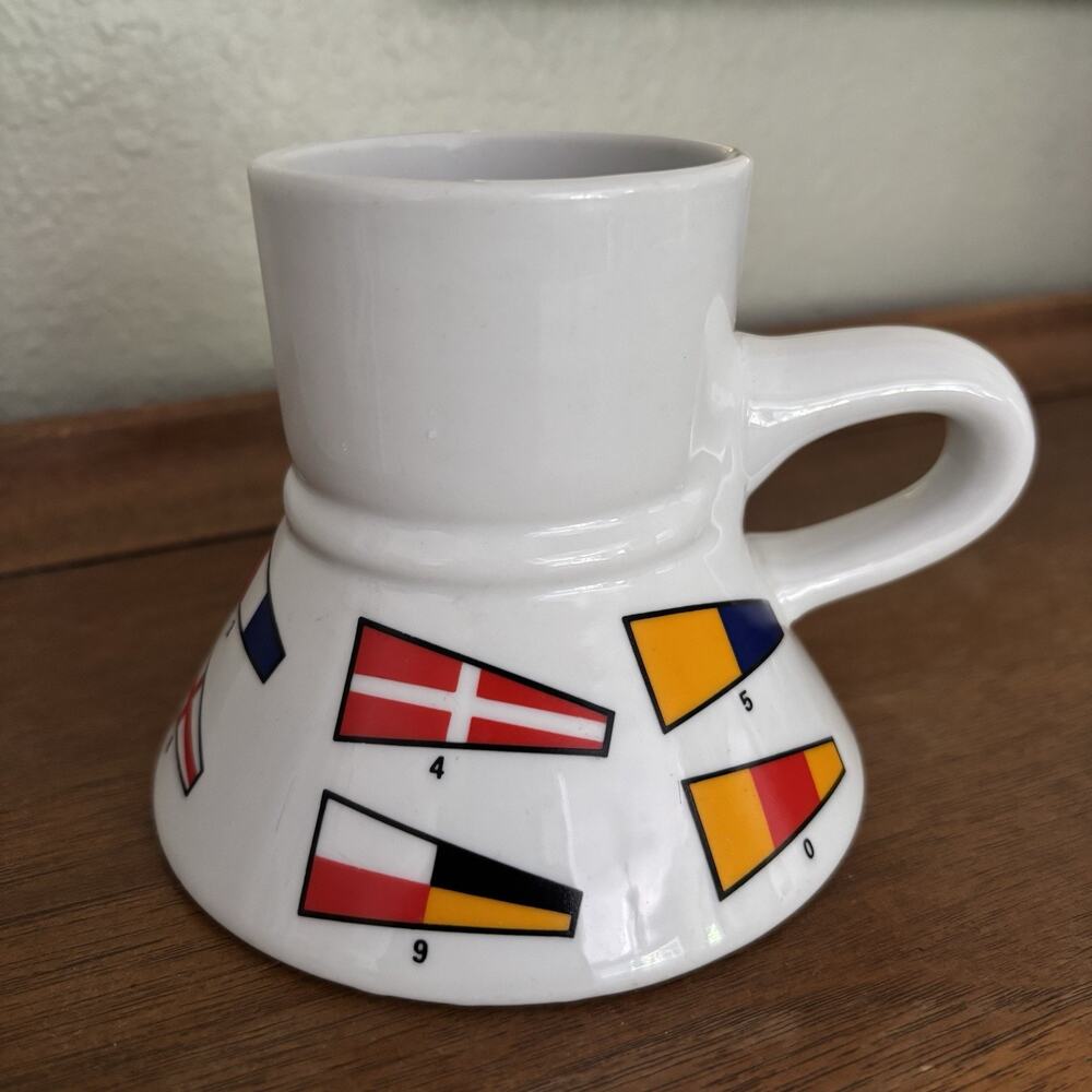 Vintage 1979 Feltman Langer Porcelain Mug Nautical Signal Flag Cup DS9 Shape